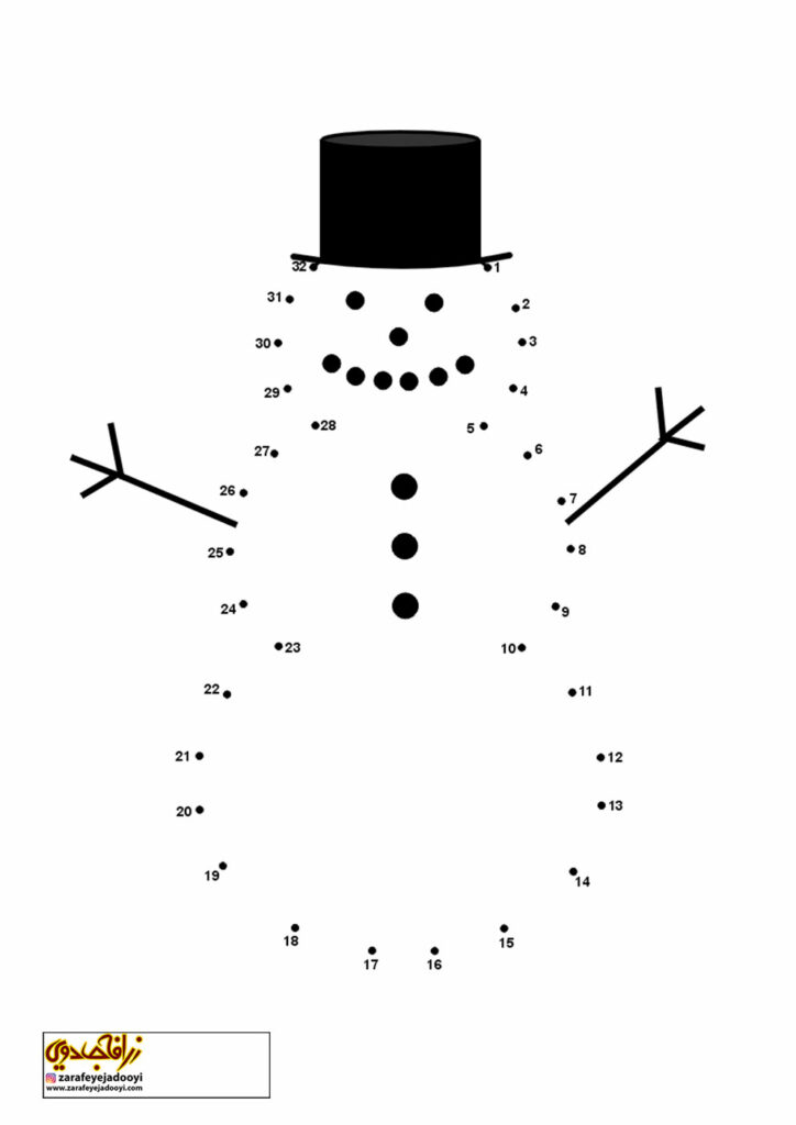 نقاشی نقطه به نقطه آدم برفی