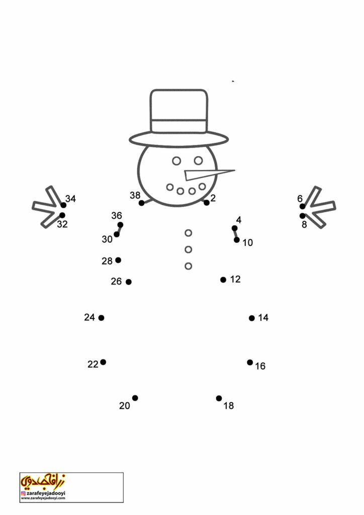 نقاشی نقطه به نقطه آدم برفی 2